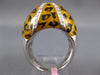 ESTATE LARGE .50CT DIAMOND & ENAMEL 14K WHITE GOLD PANTHER X DOME SHAPE FUN RING
