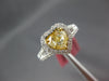 1.72CT WHITE & FANCY YELLOW DIAMOND 18K 2 TONE GOLD HEART SHAPE ENGAGEMENT RING