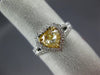 1.72CT WHITE & FANCY YELLOW DIAMOND 18K 2 TONE GOLD HEART SHAPE ENGAGEMENT RING