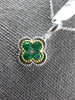 .50CT DIAMOND & AAA EMERALD 18KT TWO TONE GOLD 4 LEAF CLOVER FLOWER LOVE PENDANT