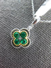 .50CT DIAMOND & AAA EMERALD 18KT TWO TONE GOLD 4 LEAF CLOVER FLOWER LOVE PENDANT