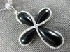LARGE .28CT DIAMOND & AAA BLACK ONYX 14KT WHITE GOLD 3D INFINITY CROSS PENDANT