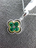 .50CT DIAMOND & AAA EMERALD 18KT TWO TONE GOLD 4 LEAF CLOVER FLOWER LOVE PENDANT