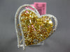 EXTRA LARGE 4.6CT WHITE & FANCY YELLOW DIAMOND 18K 2 TONE GOLD DOUBLE HEART RING