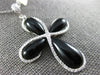 LARGE .28CT DIAMOND & AAA BLACK ONYX 14KT WHITE GOLD 3D INFINITY CROSS PENDANT