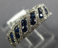 .93CT DIAMOND & AAA SAPPHIRE 18KT WHITE GOLD 3D 2 ROW DIAGONAL ANNIVERSARY RING