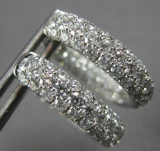 LARGE 2.95CT DIAMOND 14KT WHITE GOLD INSIDE OUT MULTI ROW HOOP HANGING EARRINGS