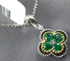 .50CT DIAMOND & AAA EMERALD 18KT TWO TONE GOLD 4 LEAF CLOVER FLOWER LOVE PENDANT