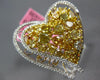 EXTRA LARGE 4.6CT WHITE & FANCY YELLOW DIAMOND 18K 2 TONE GOLD DOUBLE HEART RING