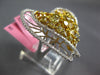 EXTRA LARGE 4.6CT WHITE & FANCY YELLOW DIAMOND 18K 2 TONE GOLD DOUBLE HEART RING