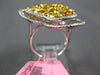 EXTRA LARGE 4.6CT WHITE & FANCY YELLOW DIAMOND 18K 2 TONE GOLD DOUBLE HEART RING
