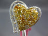 EXTRA LARGE 4.6CT WHITE & FANCY YELLOW DIAMOND 18K 2 TONE GOLD DOUBLE HEART RING