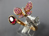 WIDE 1.94CT DIAMOND & AAA MULTI GEM 18KT ROSE GOLD 3D DOUBLE BUTTERFLY LOVE RING