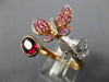 WIDE 1.94CT DIAMOND & AAA MULTI GEM 18KT ROSE GOLD 3D DOUBLE BUTTERFLY LOVE RING