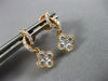 ESTATE .68CT DIAMOND 18KT YELLOW GOLD 3D CLUSTER 4 LEAF FLOWER HANGING EARRINGS