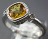 .80CT DIAMOND & AAA CITRINE 14KT WHITE GOLD CUSHION & ROUND 3 STONE BEZEL RING