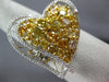 EXTRA LARGE 4.6CT WHITE & FANCY YELLOW DIAMOND 18K 2 TONE GOLD DOUBLE HEART RING