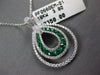 .78CT DIAMOND & AAA EMERALD 18KT WHITE GOLD 3D DOUBLE TEAR DROP FLOATING PENDANT