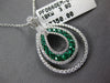 .78CT DIAMOND & AAA EMERALD 18KT WHITE GOLD 3D DOUBLE TEAR DROP FLOATING PENDANT
