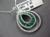 .78CT DIAMOND & AAA EMERALD 18KT WHITE GOLD 3D DOUBLE TEAR DROP FLOATING PENDANT