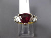1.58CT DIAMOND AAA RHODOLITE 18K 2 TONE GOLD TRILLION & BAGUETTE ENGAGEMENT RING