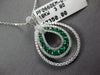 .78CT DIAMOND & AAA EMERALD 18KT WHITE GOLD 3D DOUBLE TEAR DROP FLOATING PENDANT