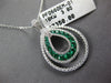 .78CT DIAMOND & AAA EMERALD 18KT WHITE GOLD 3D DOUBLE TEAR DROP FLOATING PENDANT