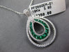 .78CT DIAMOND & AAA EMERALD 18KT WHITE GOLD 3D DOUBLE TEAR DROP FLOATING PENDANT