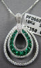 .78CT DIAMOND & AAA EMERALD 18KT WHITE GOLD 3D DOUBLE TEAR DROP FLOATING PENDANT