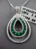 .78CT DIAMOND & AAA EMERALD 18KT WHITE GOLD 3D DOUBLE TEAR DROP FLOATING PENDANT