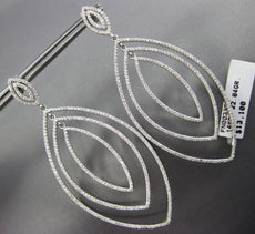 EXTRA LARGE 3.0CT DIAMOND 14KT WHITE GOLD MULTI LEAF CHANDELIER HANGING EARRINGS