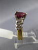 1.58CT DIAMOND AAA RHODOLITE 18K 2 TONE GOLD TRILLION & BAGUETTE ENGAGEMENT RING