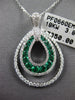.78CT DIAMOND & AAA EMERALD 18KT WHITE GOLD 3D DOUBLE TEAR DROP FLOATING PENDANT