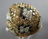 LARGE 5.54CT WHITE BLACK & FANCY YELLOW DIAMOND 18KT ROSE GOLD DOME SHAPE RING