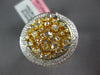ESTATE 1.98CT WHITE & FANCY YELLOW DIAMOND 18K 2 TONE GOLD CIRCULAR CLUSTER RING