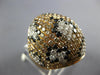 LARGE 5.54CT WHITE BLACK & FANCY YELLOW DIAMOND 18KT ROSE GOLD DOME SHAPE RING