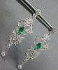 ESTATE .90CT DIAMOND & AAA EMERALD 18KT WHITE GOLD FILIGREE CHANDELIER EARRINGS