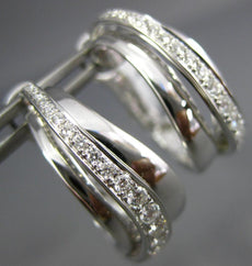 ESTATE WIDE .56CT DIAMOND 18K WHITE GOLD MULTI ROW HOOP CLIP ON HANGING EARRINGS