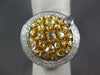 ESTATE 1.98CT WHITE & FANCY YELLOW DIAMOND 18K 2 TONE GOLD CIRCULAR CLUSTER RING