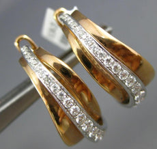 WIDE .67CT DIAMOND 18K WHITE & ROSE GOLD MULTI ROW HOOP CLIP ON HANGING EARRINGS