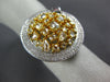 ESTATE 1.98CT WHITE & FANCY YELLOW DIAMOND 18K 2 TONE GOLD CIRCULAR CLUSTER RING