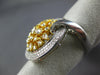 ESTATE 1.98CT WHITE & FANCY YELLOW DIAMOND 18K 2 TONE GOLD CIRCULAR CLUSTER RING