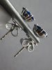 ESTATE .67CT DIAMOND & AAA SAPPHIRE 14KT WHITE GOLD CLASSIC FLOWER STUD EARRINGS
