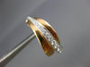WIDE .67CT DIAMOND 18K WHITE & ROSE GOLD MULTI ROW HOOP CLIP ON HANGING EARRINGS