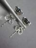 ESTATE .67CT DIAMOND & AAA SAPPHIRE 14KT WHITE GOLD CLASSIC FLOWER STUD EARRINGS