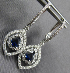 1.38CT DIAMOND & AAA SAPPHIRE 18KT WHITE GOLD CLASSIC TEAR DROP HANGING EARRINGS