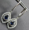 1.38CT DIAMOND & AAA SAPPHIRE 18KT WHITE GOLD CLASSIC TEAR DROP HANGING EARRINGS