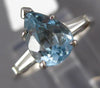 1.90CT DIAMOND & AAA AQUAMARINE PLATINUM PEAR SHAPE & BAGUETTE ENGAGEMENT RING