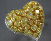 LARGE 5.09CT WHITE & FANCY YELLOW DIAMOND 18K 2 TONE GOLD HEART SHAPE LOVE RING