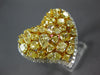 LARGE 5.09CT WHITE & FANCY YELLOW DIAMOND 18K 2 TONE GOLD HEART SHAPE LOVE RING